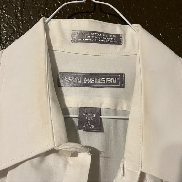 White Button Down Long Sleeve Business / Suit Shirt, Size 16 34-35, Has Pocket - Picture 2 of 5